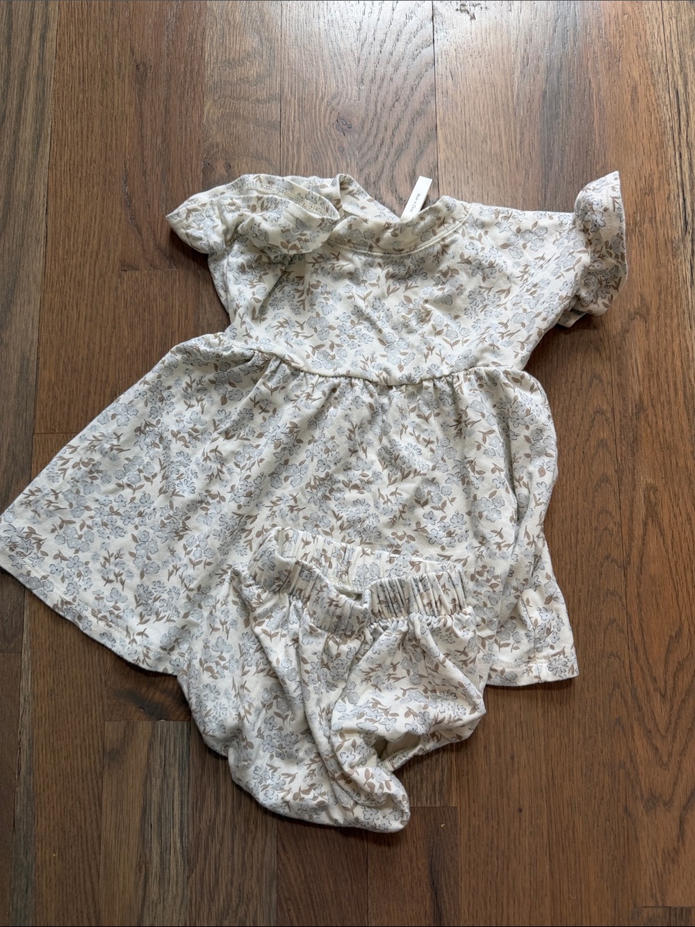 Rylee + Cru Cream Floral Dress and Bloomers Set